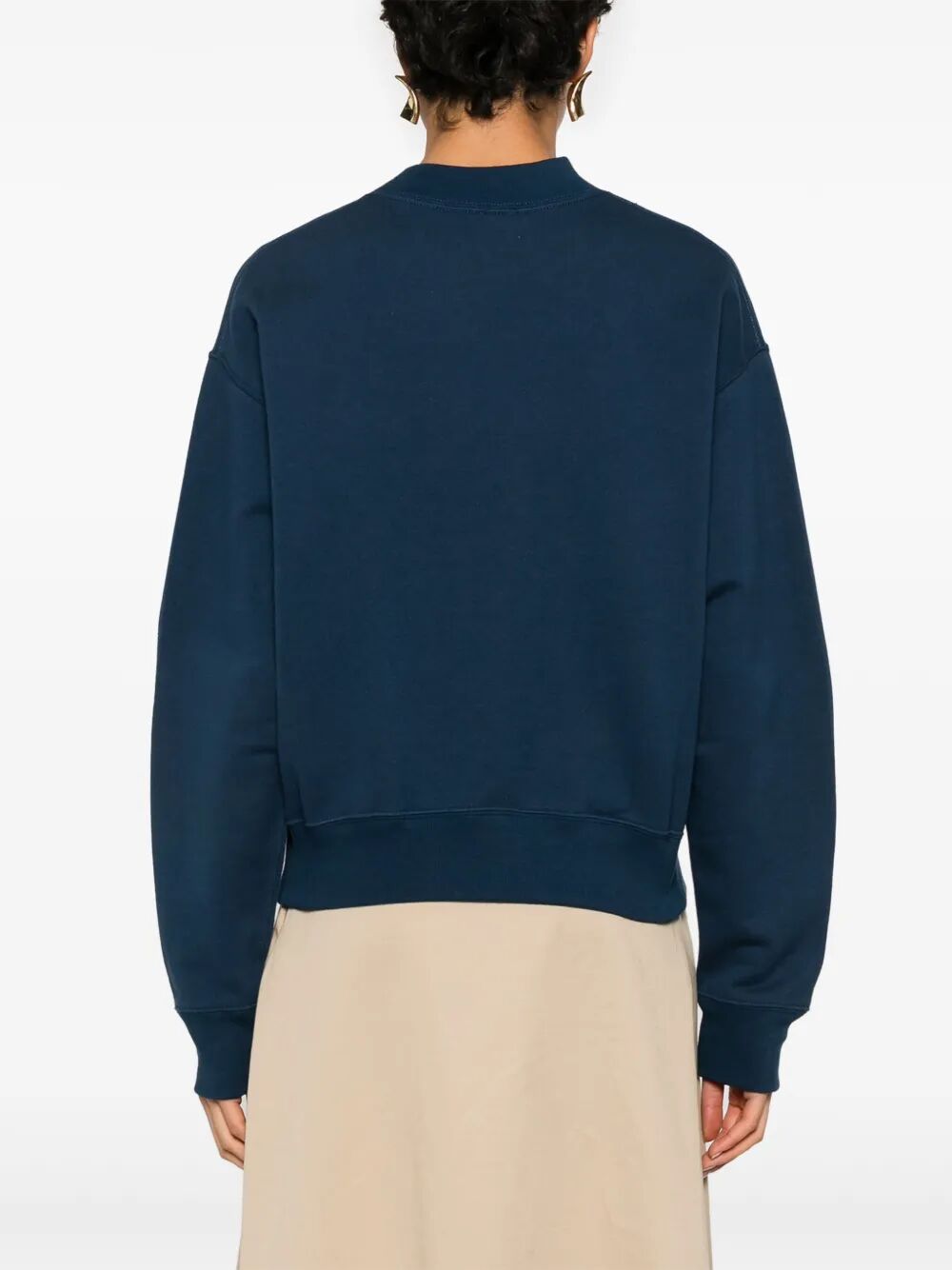 MOCK-NECK COTTON FLEECE LOGO SWEATER