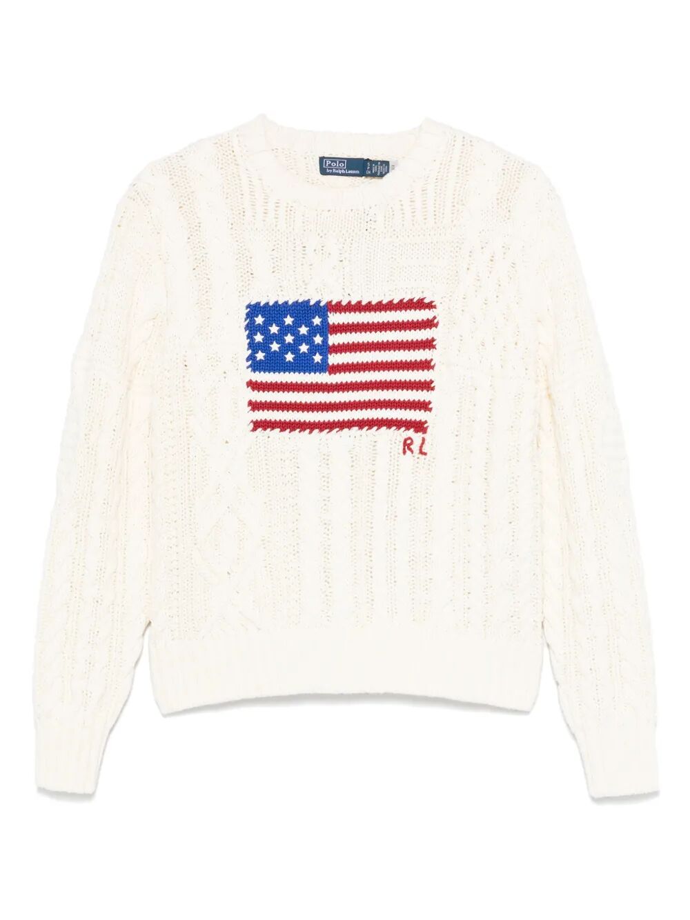 ARAN-KNIT FLAG COTTON JUMPER