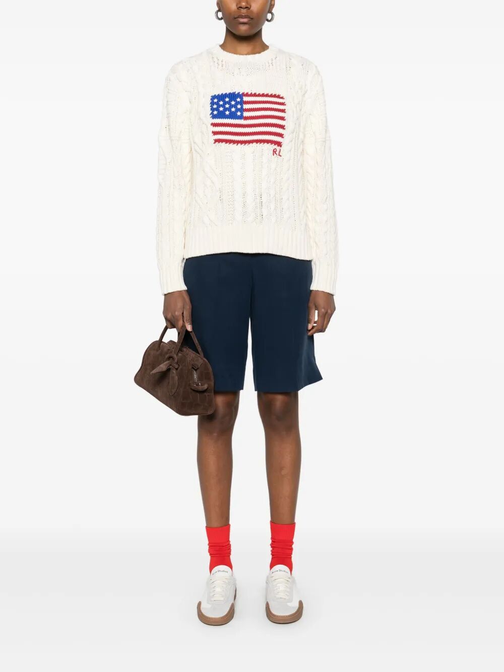 ARAN-KNIT FLAG COTTON JUMPER