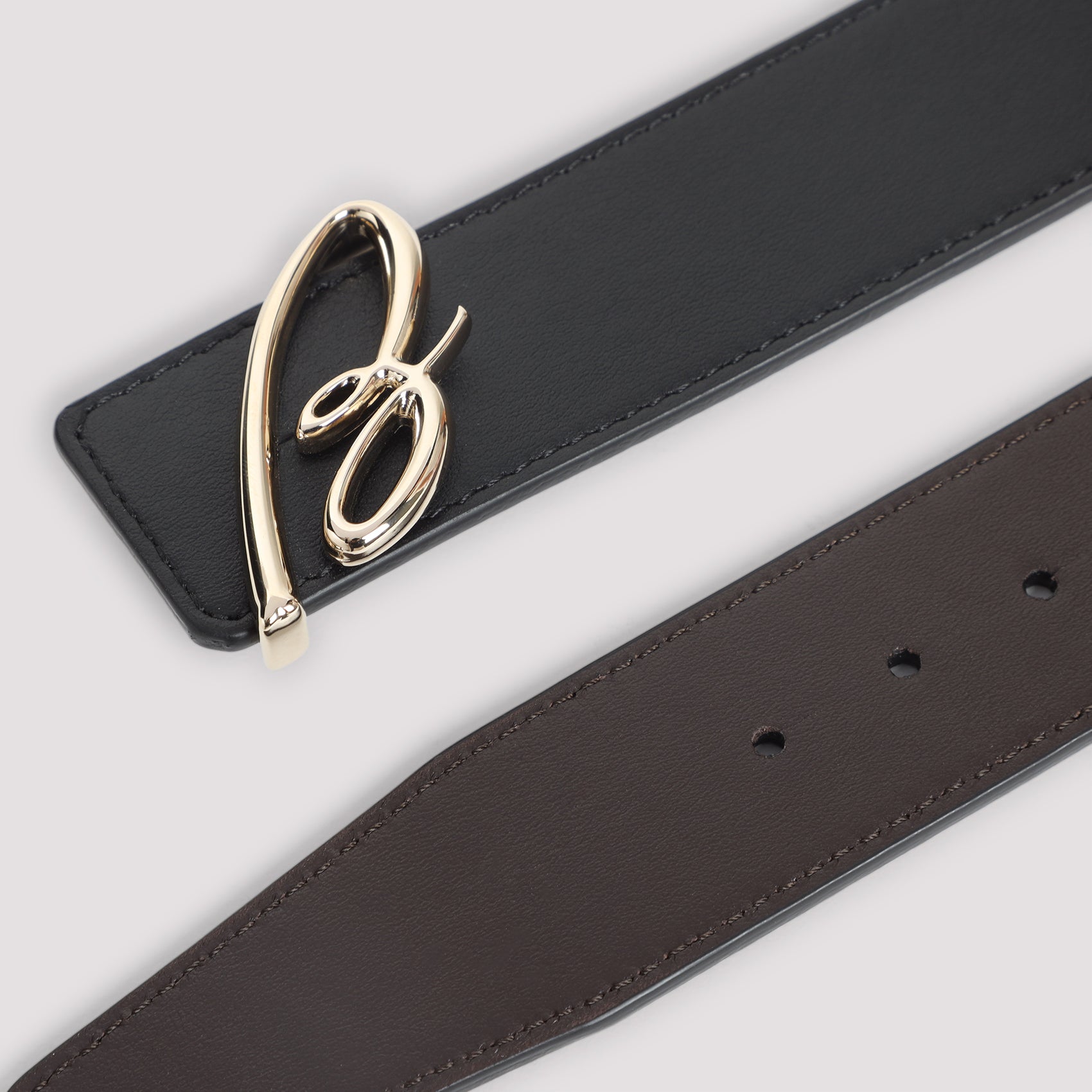 B Logo Reversible Leather Belt