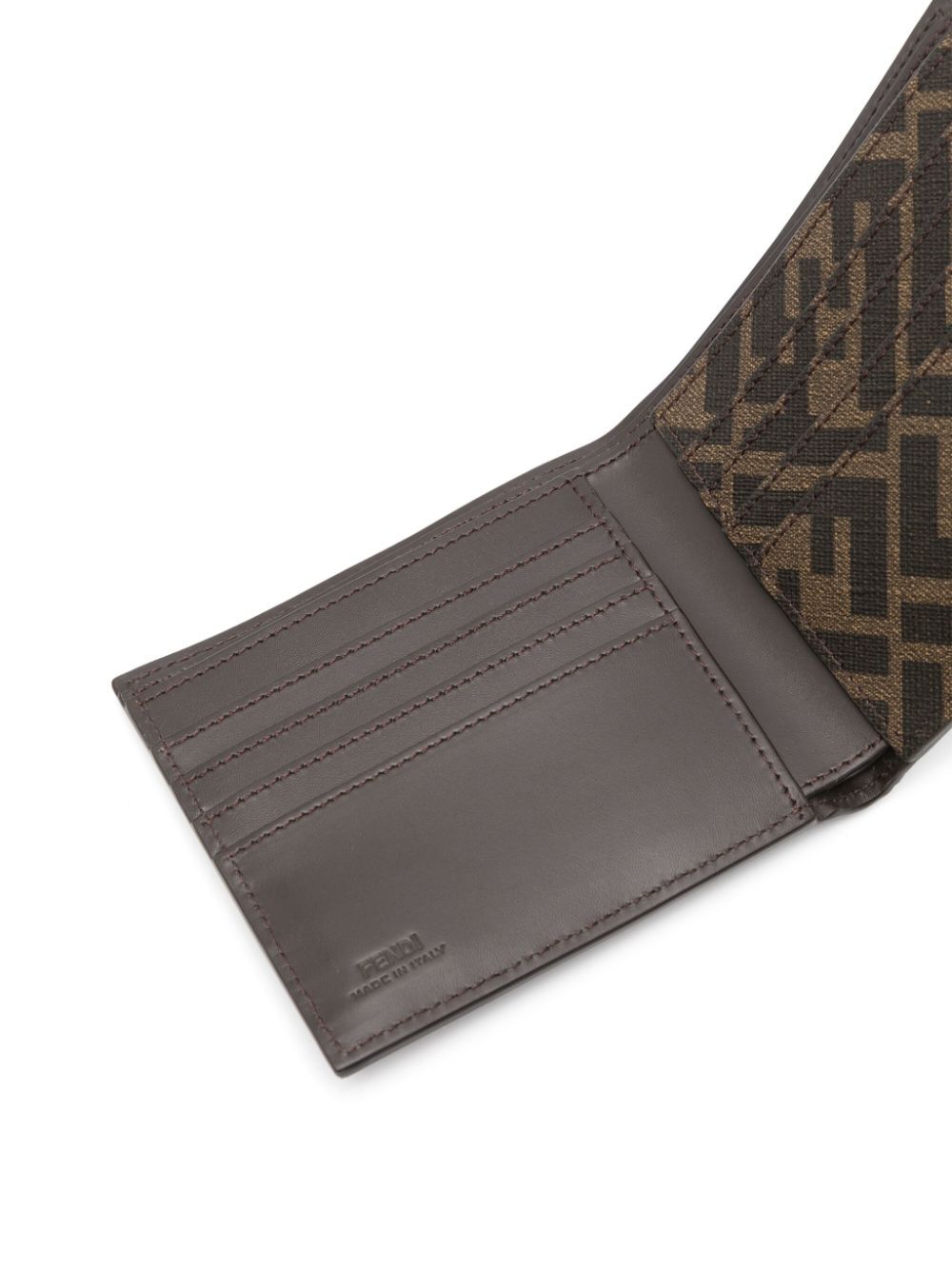 LEATHER AND FF CANVAS COMPACT BI-FOLD WALLET