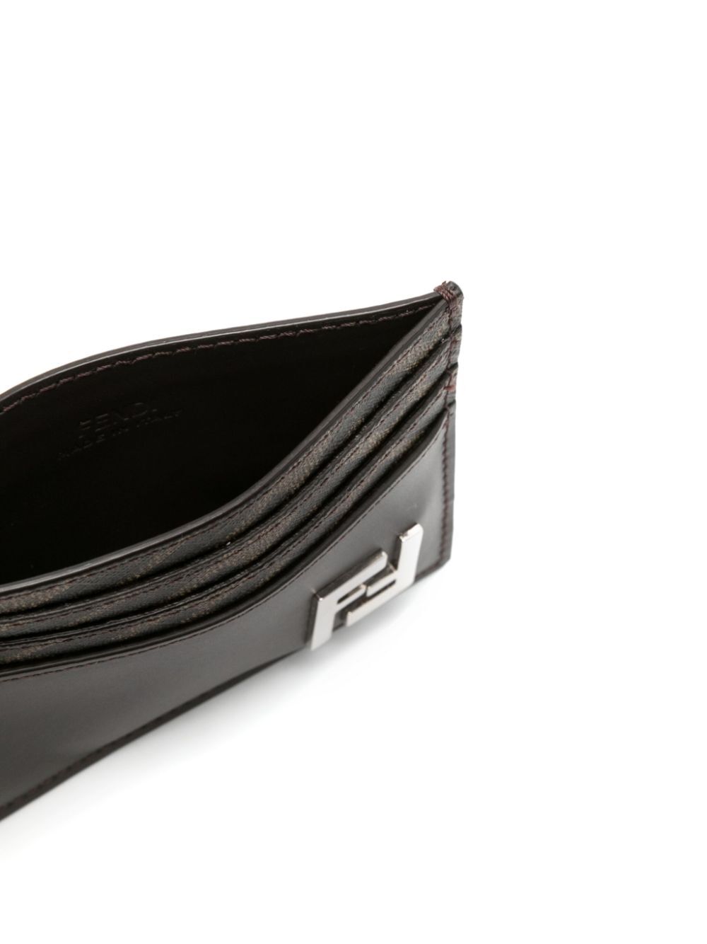LEATHER AND FF CANVAS SQUARED CARD HOLDER