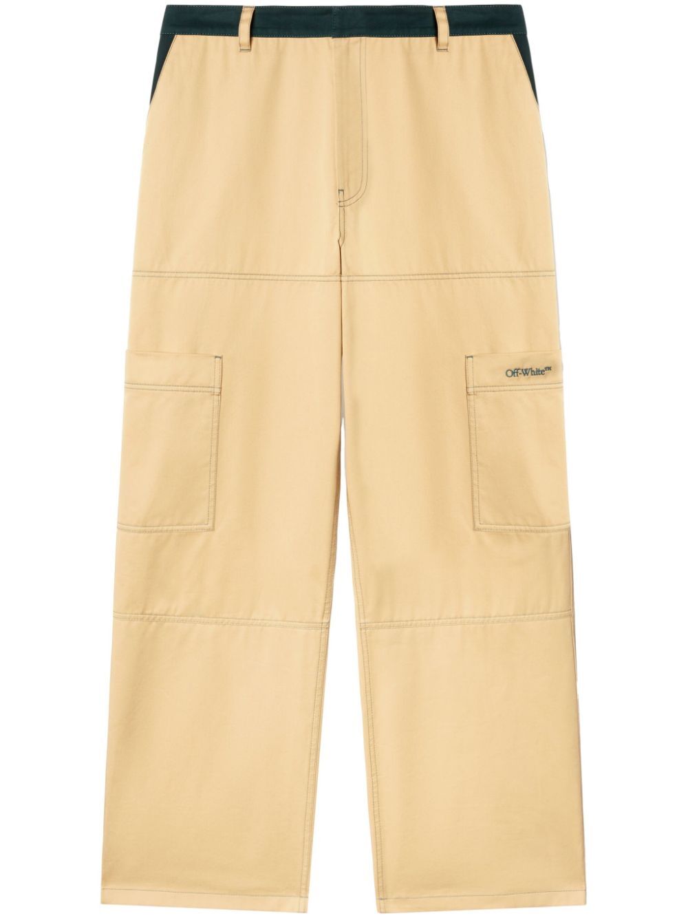 CONTRASTING WAISTBAND AND STITCH CARGO PANTS