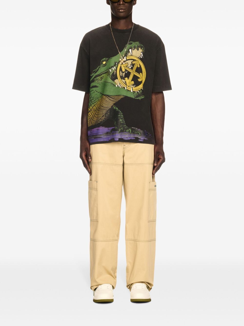 CONTRASTING WAISTBAND AND STITCH CARGO PANTS