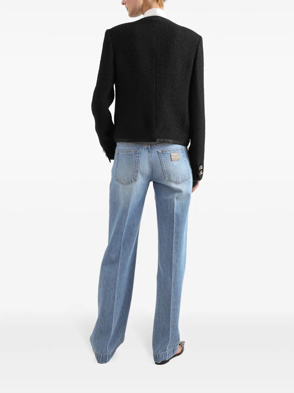LOOSE DENIM JEANS WITH PRESSED PLEAT