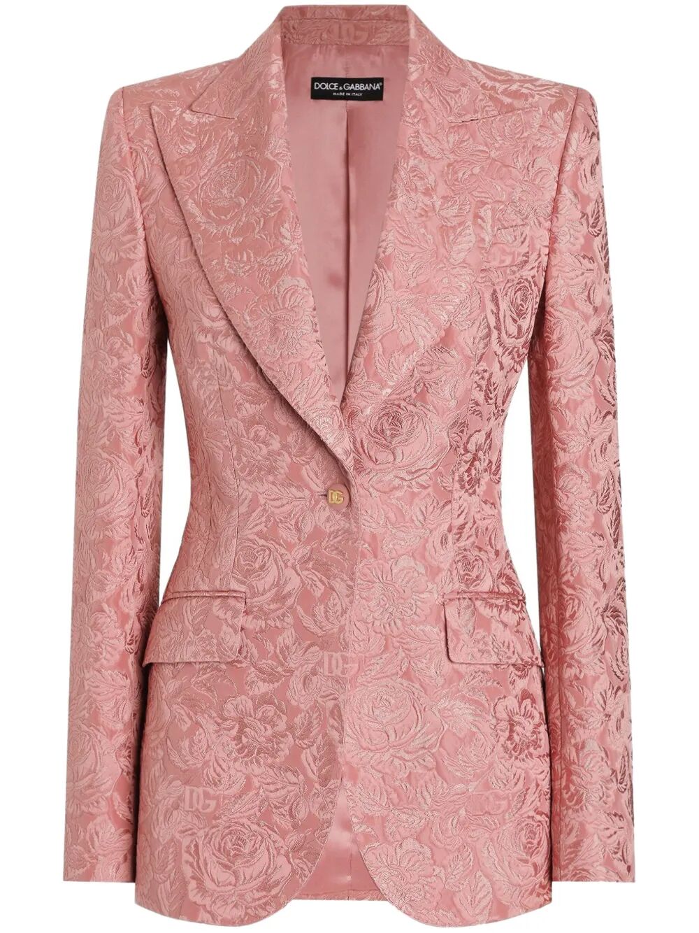 SINGLE-BREASTED FLORAL QUILTED JACQUARD TURLINGTON JACKET