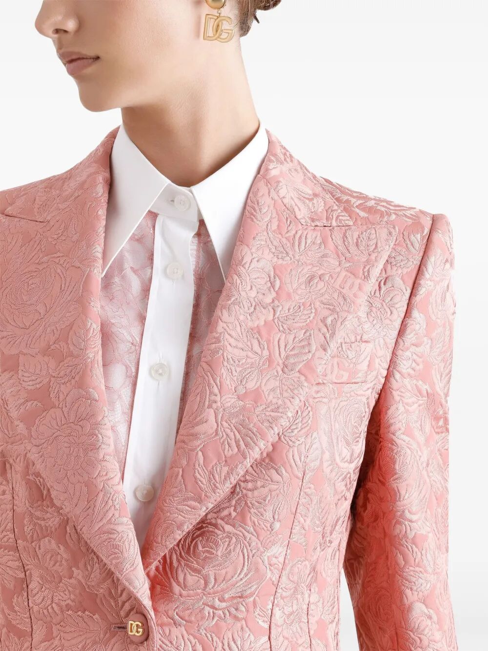 SINGLE-BREASTED FLORAL QUILTED JACQUARD TURLINGTON JACKET