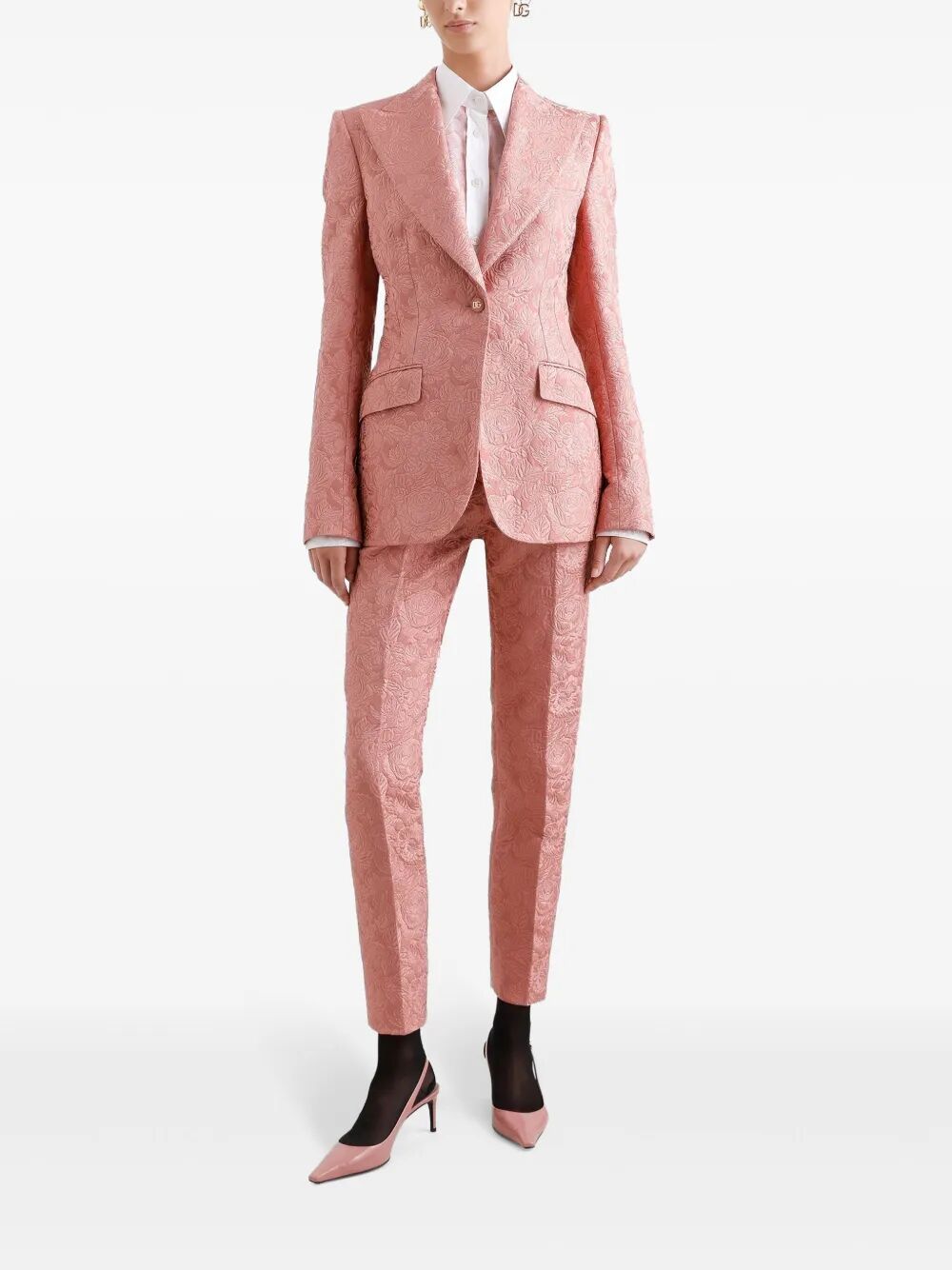SINGLE-BREASTED FLORAL QUILTED JACQUARD TURLINGTON JACKET