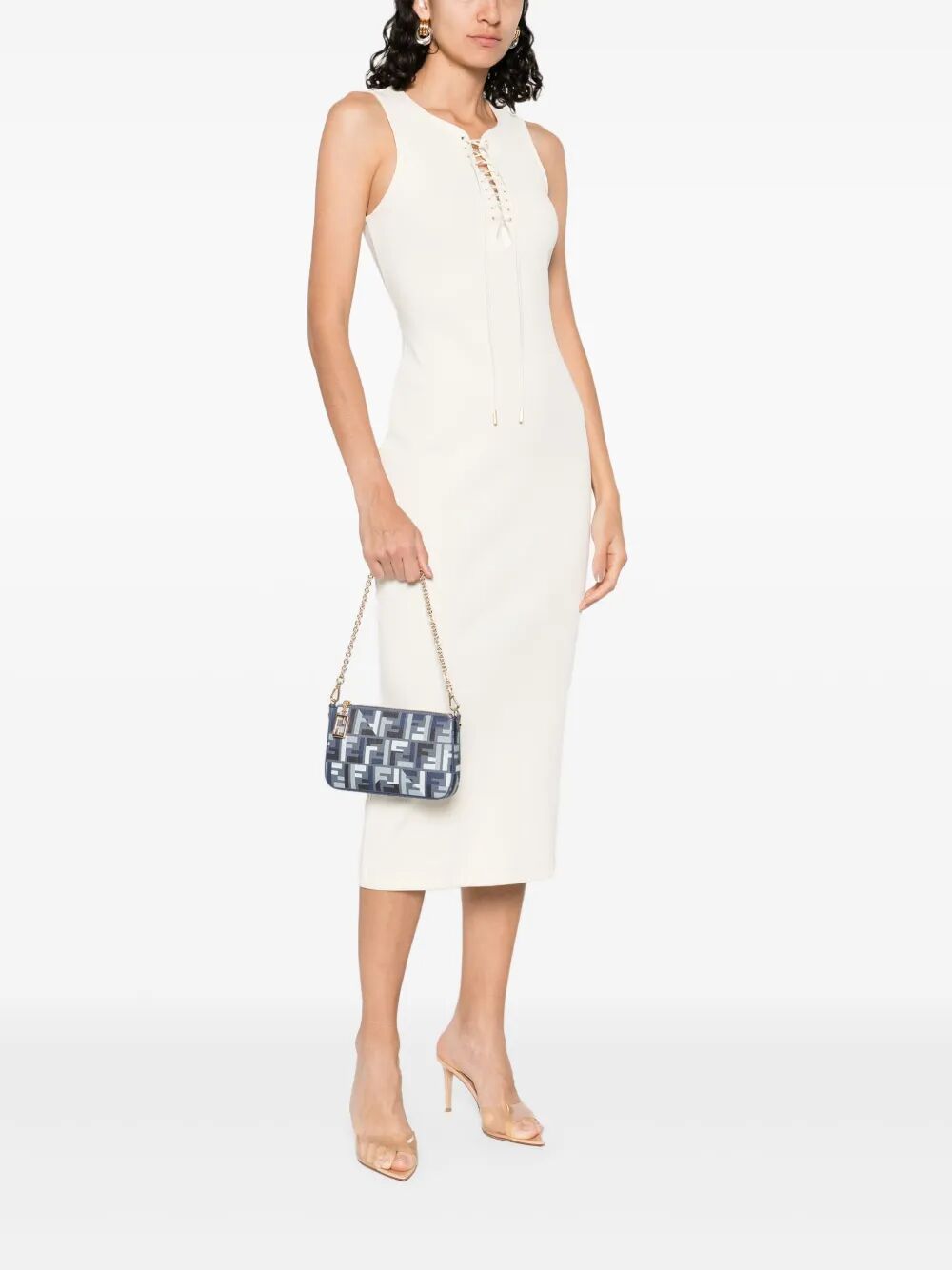 FF FABRIC BAGUETTE POUCH WITH CHAIN