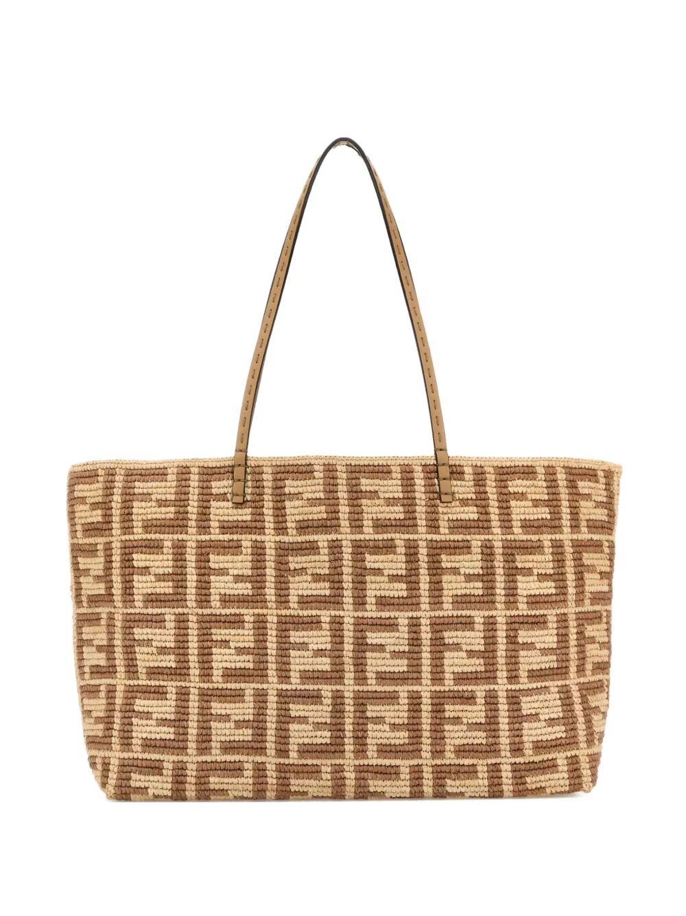 FF RAFFIA CROCHET ROLL LARGE SHOPPER