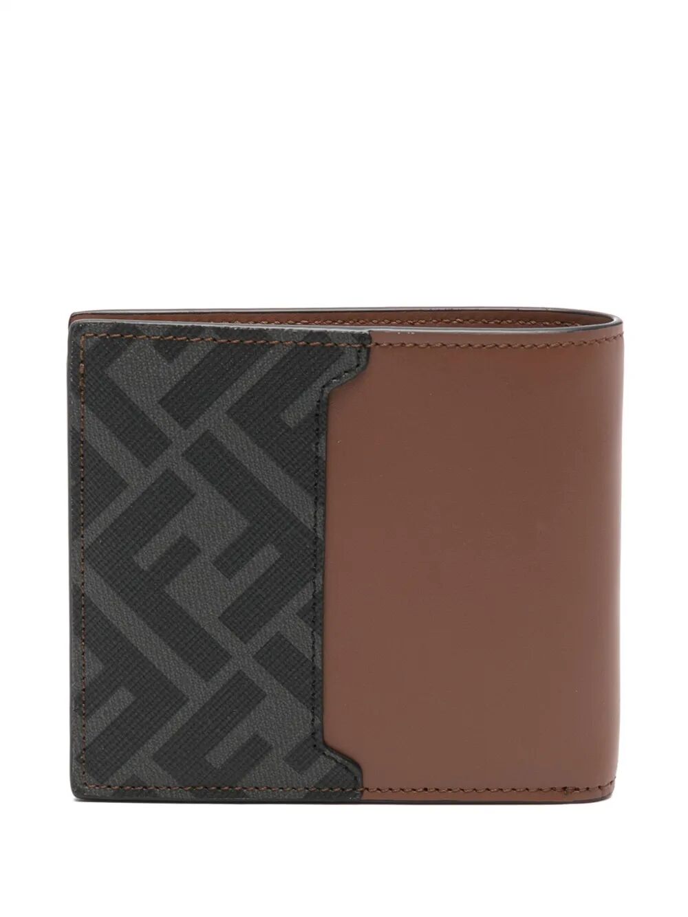 LEATHER AND FF CANVAS COMPACT BI-FOLD WALLET