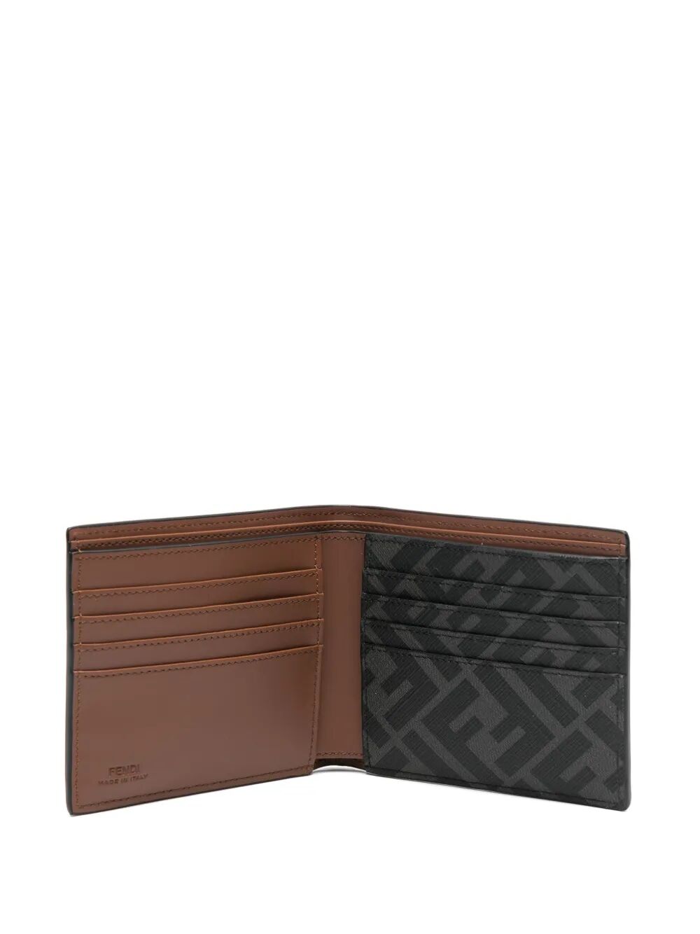 LEATHER AND FF CANVAS COMPACT BI-FOLD WALLET