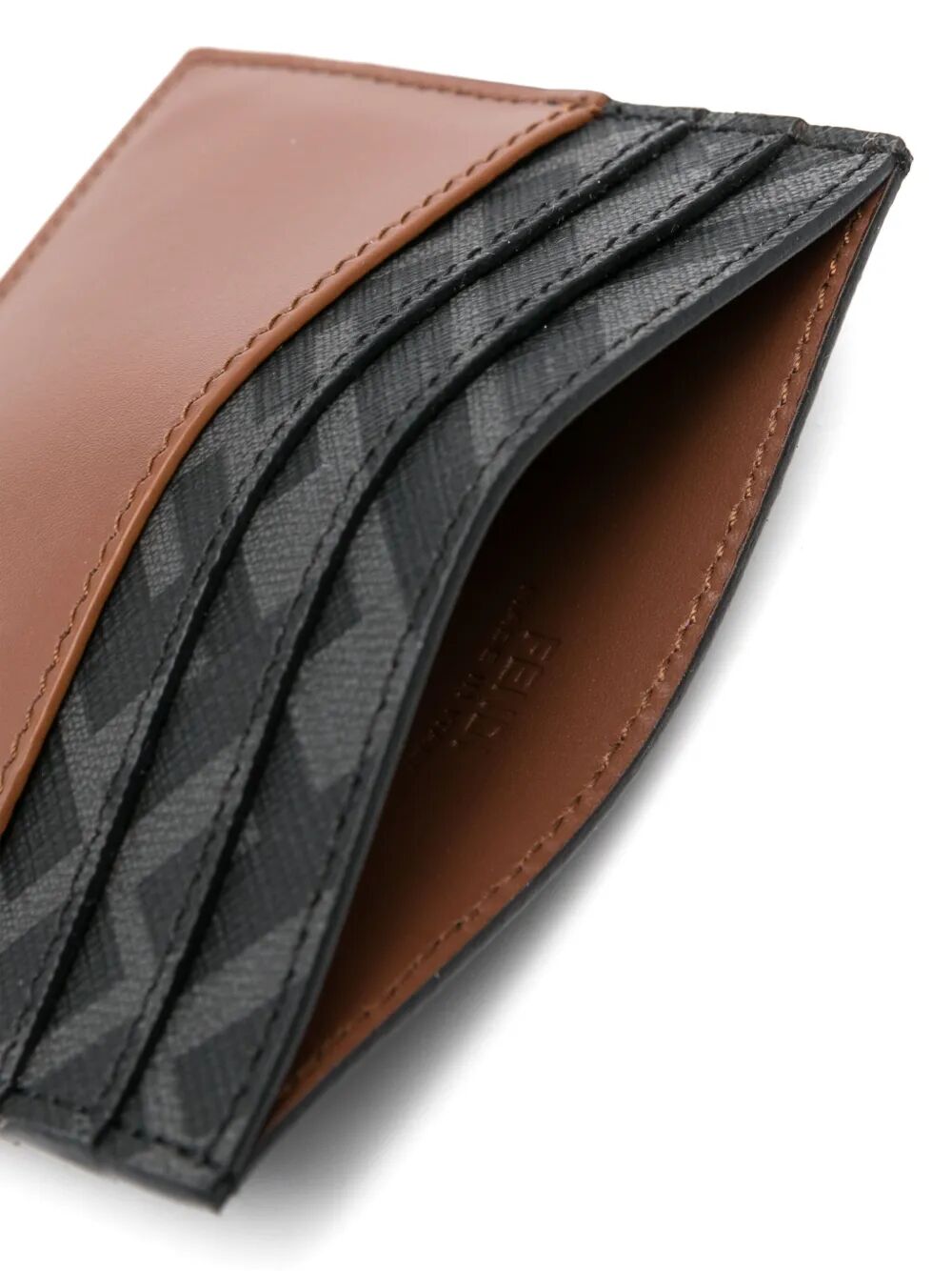 LEATHER AND FF CANVAS SQUARED CARD HOLDER