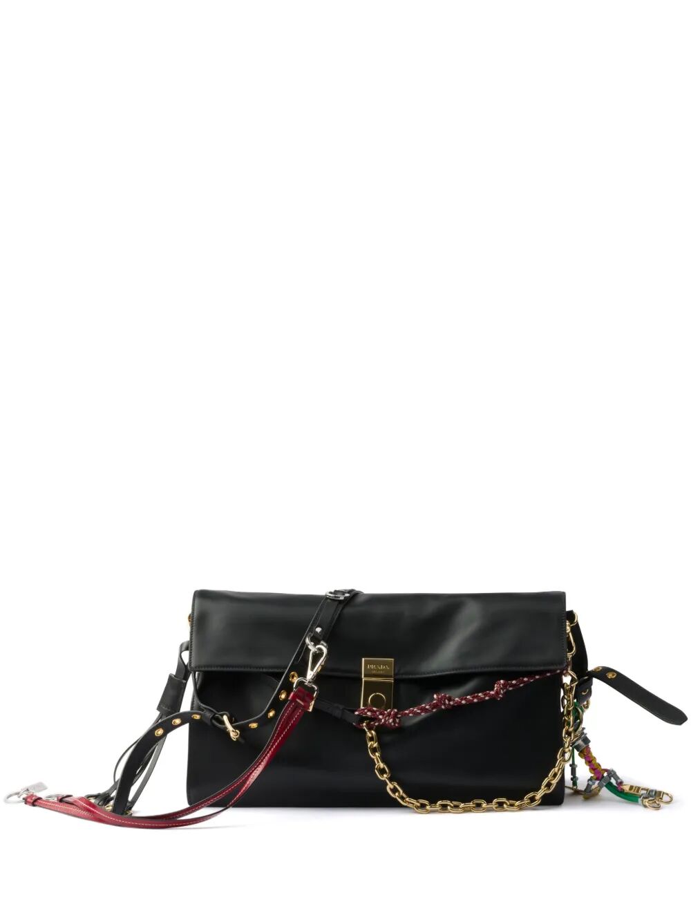 SOFT SOUND LARGE LEATHER SHOULDER BAG WITH CHARMS
