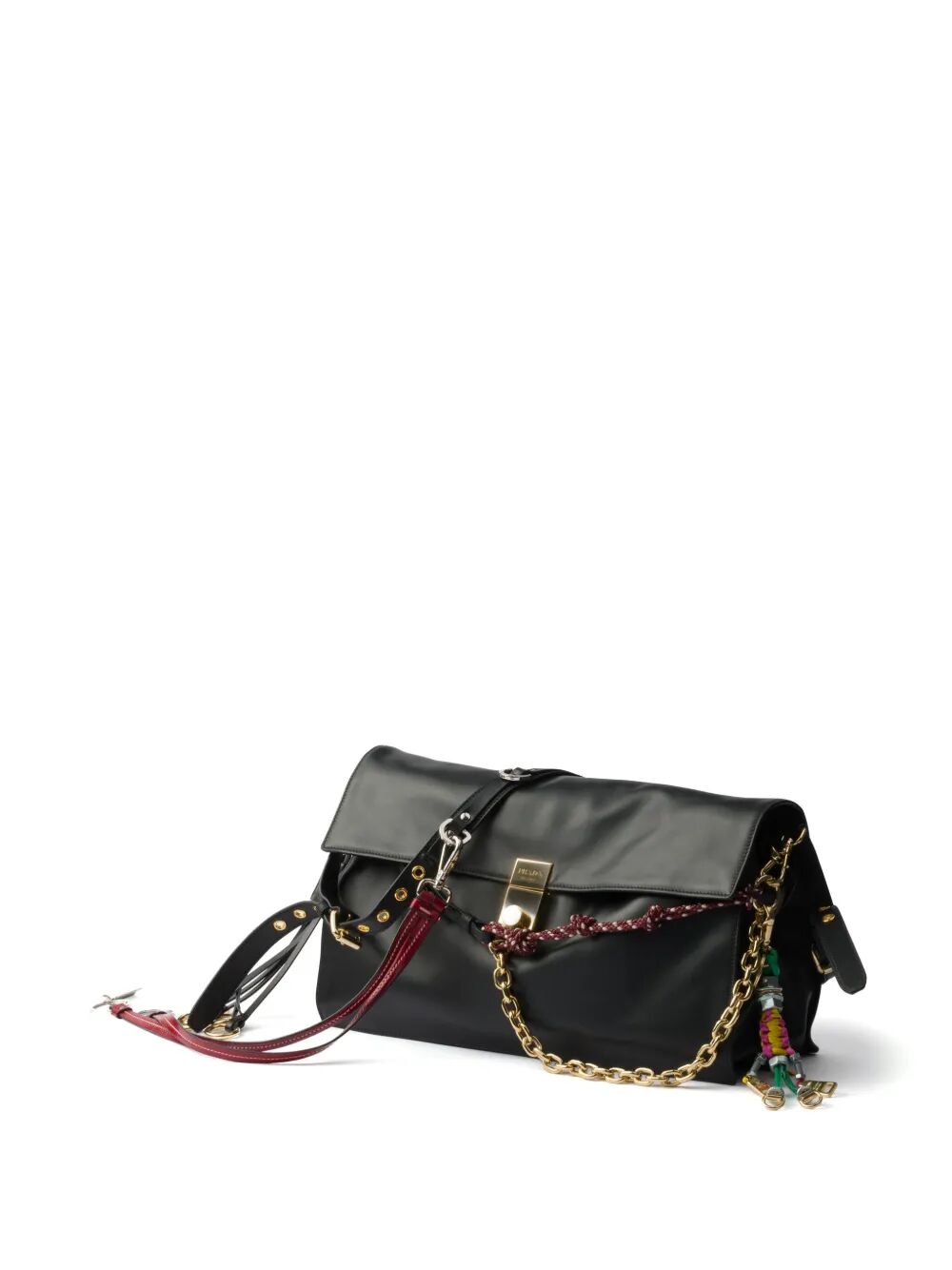SOFT SOUND LARGE LEATHER SHOULDER BAG WITH CHARMS