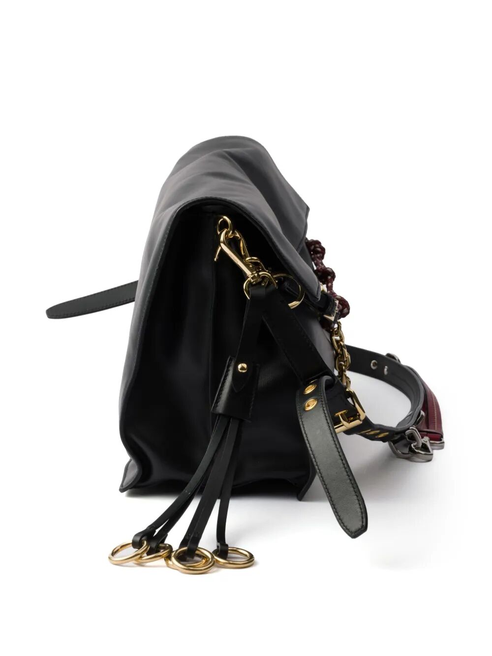 SOFT SOUND LARGE LEATHER SHOULDER BAG WITH CHARMS