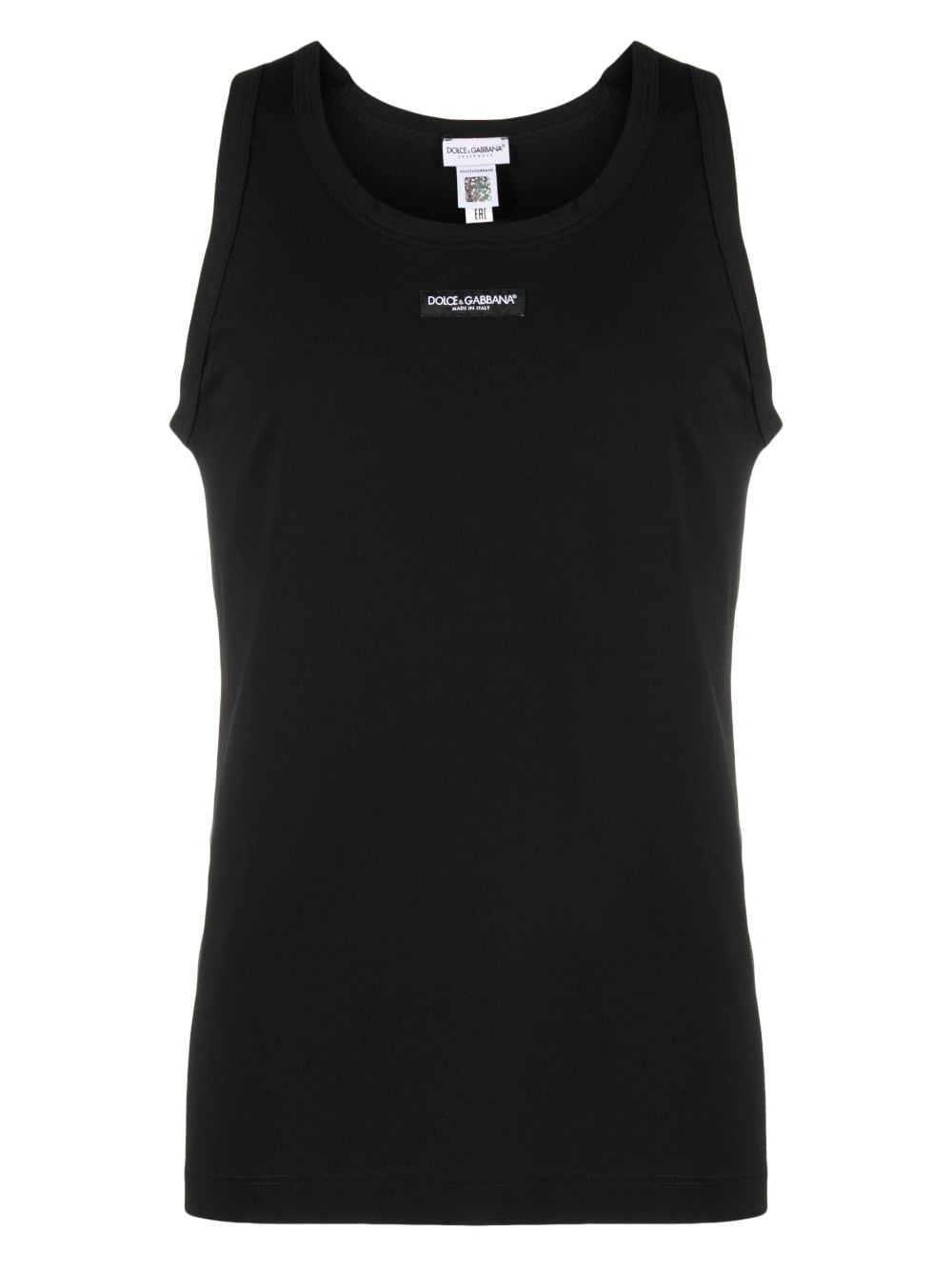 STRETCH COTTON TANK TOP WITH LOGO LABEL