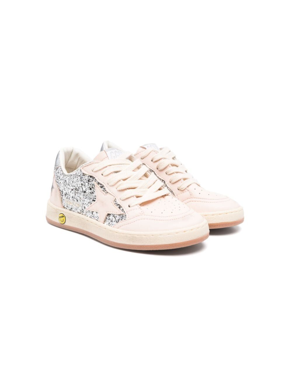 BALL STAR SNEAKERS IN GLITTER WITH SILVER METALLIC LEATHER HEEL TAB