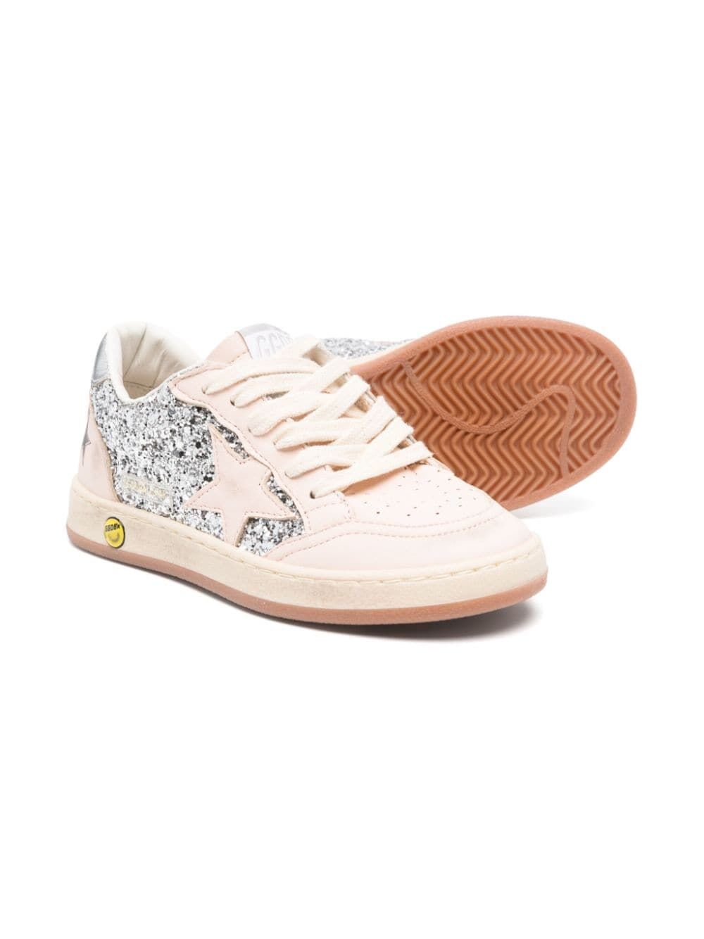 BALL STAR SNEAKERS IN GLITTER WITH SILVER METALLIC LEATHER HEEL TAB