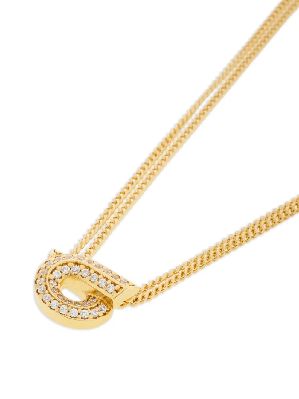 DOUBLE CHAIN GANCINI NECKLACE WITH CRYSTALS