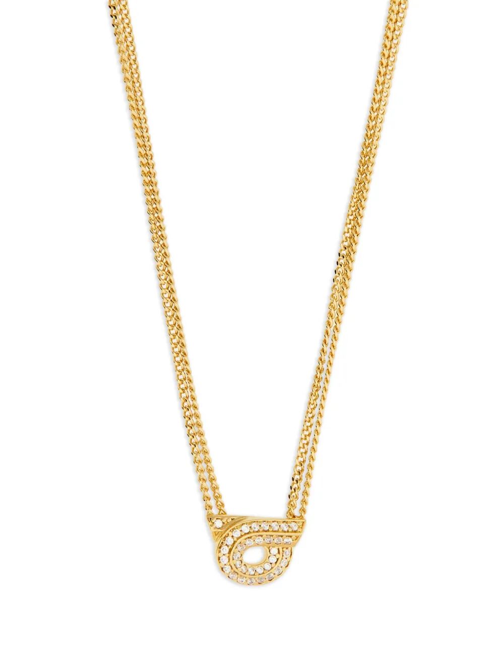 DOUBLE CHAIN GANCINI NECKLACE WITH CRYSTALS