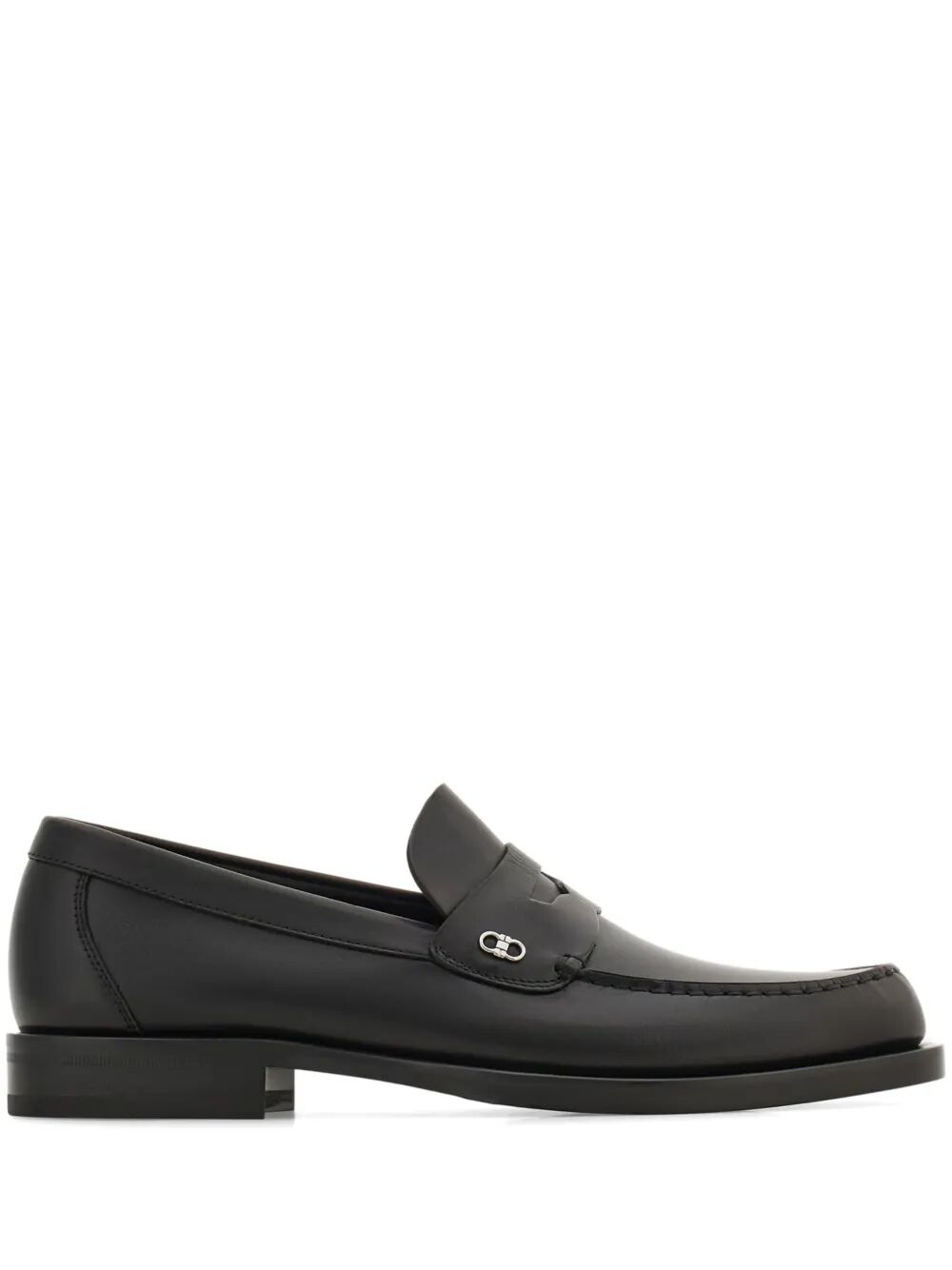 TITANIUM-FINISH MINI GANCINI BUCKLE BACCO LOAFERS