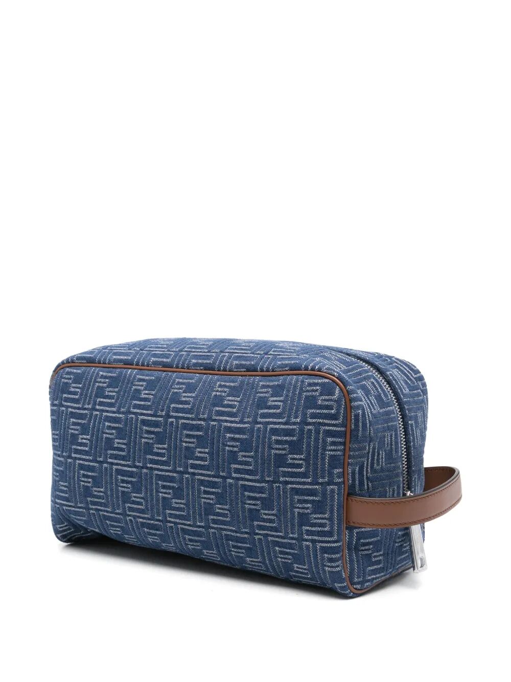 DENIM-EFFECT FF JACQUARD MEDIUM TOILETRY CASE