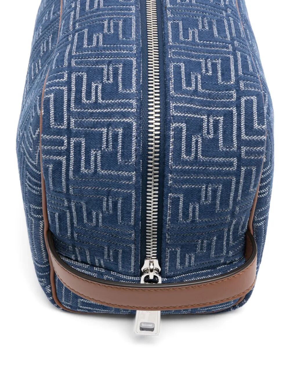 DENIM-EFFECT FF JACQUARD MEDIUM TOILETRY CASE