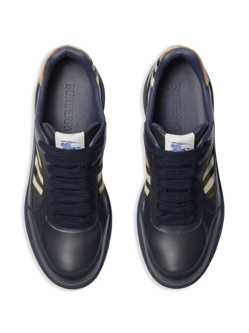 CHECK FABRIC AND LEATHER TERRACE SNEAKERS