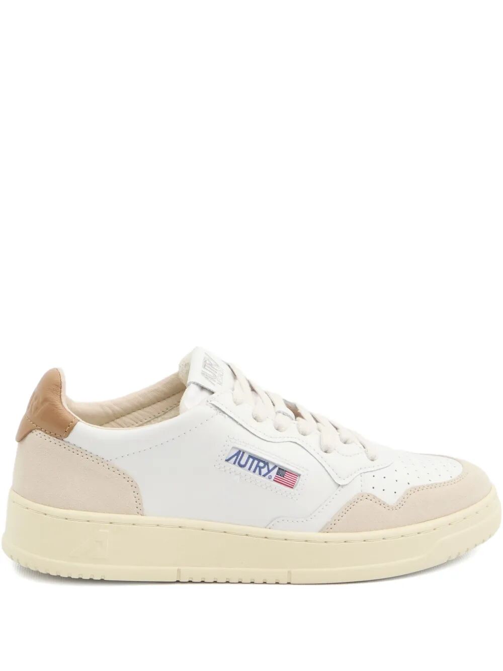 MEDALIST LOW SNEAKERS IN WHITE AND BROWN SUGAR SUEDE AND LEATHER