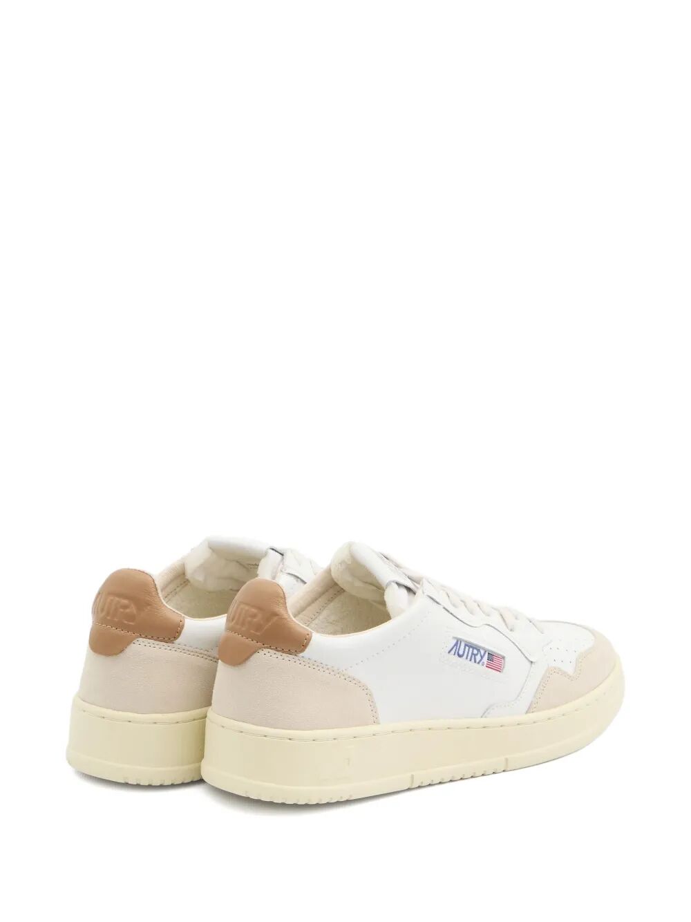 MEDALIST LOW SNEAKERS IN WHITE AND BROWN SUGAR SUEDE AND LEATHER
