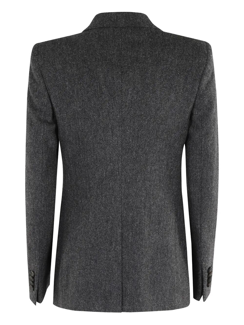 DOUBLE-BREASTED WOOL HERRINGBONE BLAZER