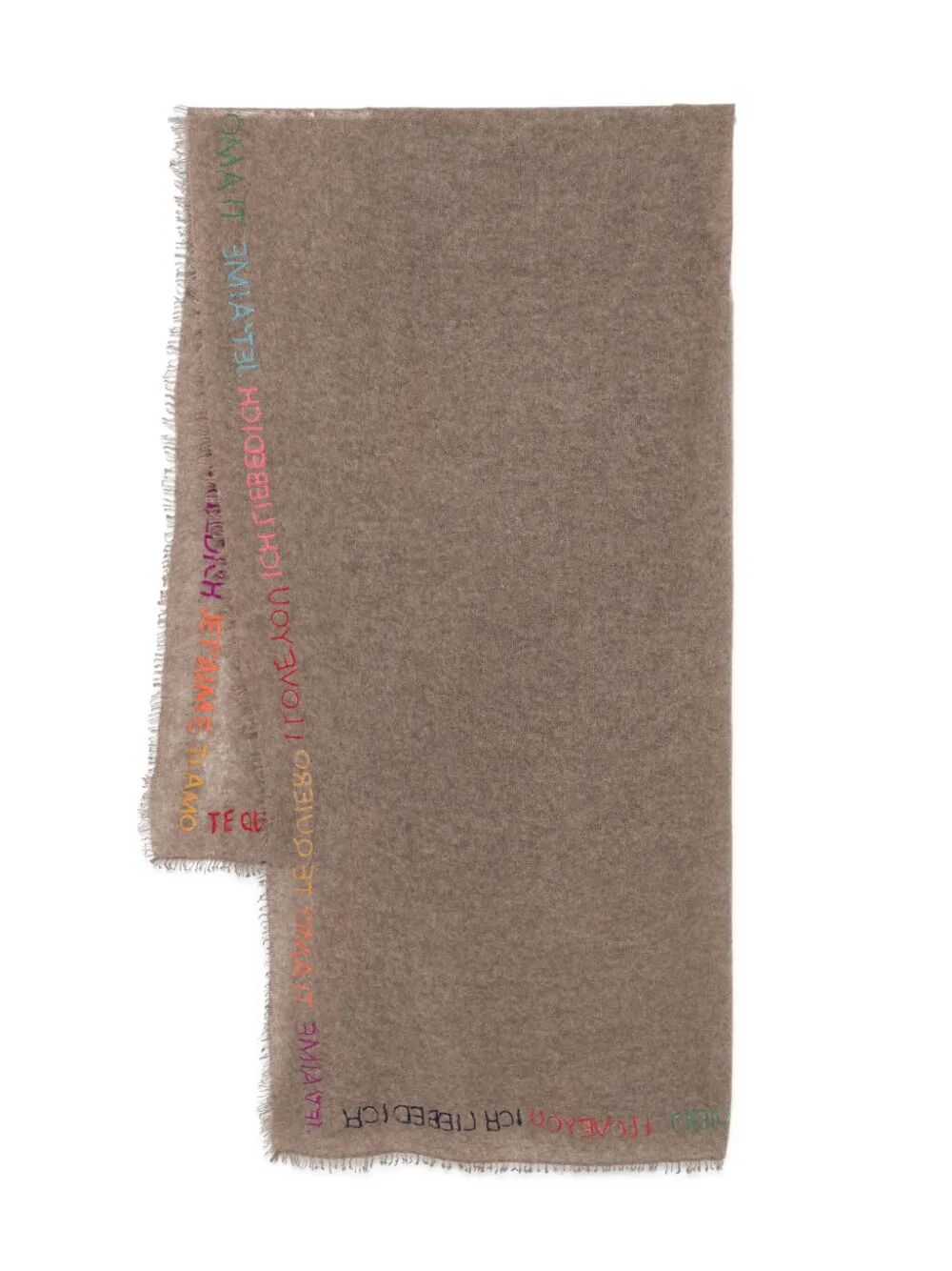 TE QUIERO EMBROIDERED CASHMERE SCARF