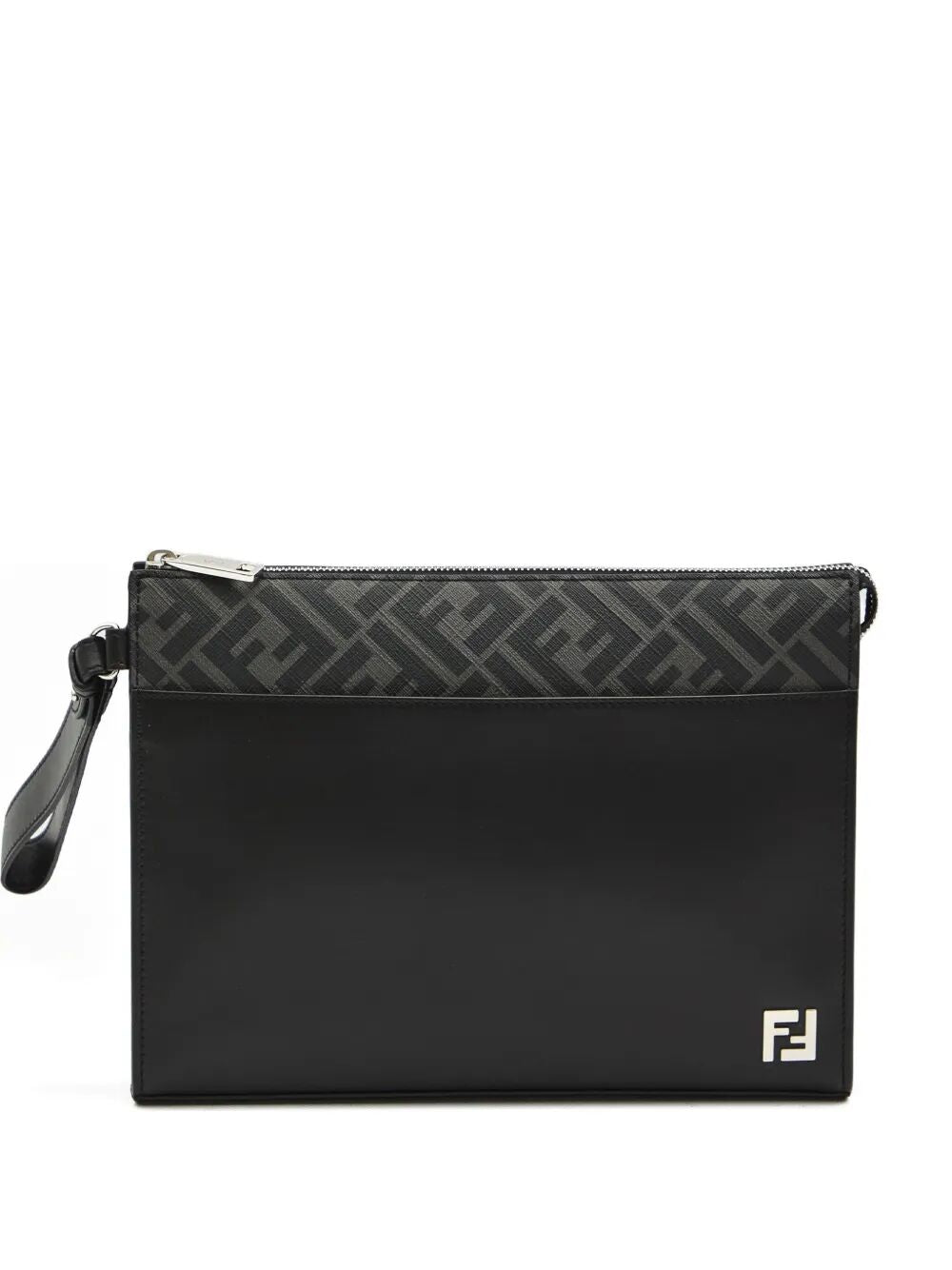 LEATHER AND CANVAS FF SQUARED CLUTCH