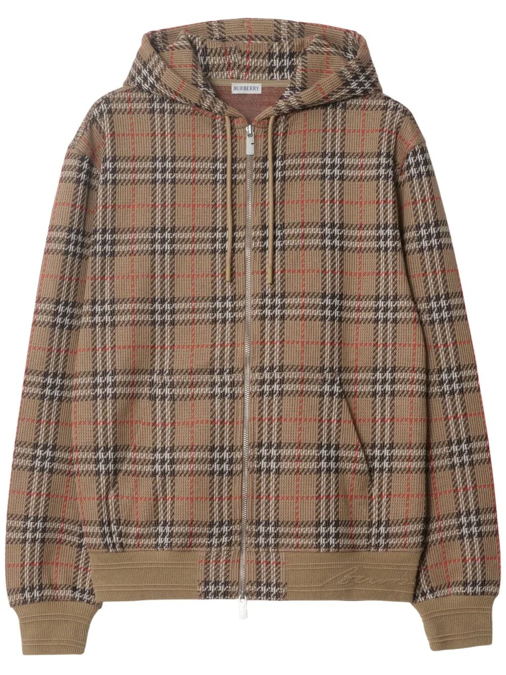 CHECK COTTON BLEND ZIP HOODIE