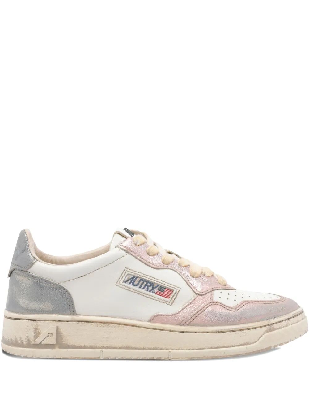 MEDALIST LOW SNEAKERS SUPER VINTAGE IN WHITE ROSE AND BLACKBOARD LEATHER