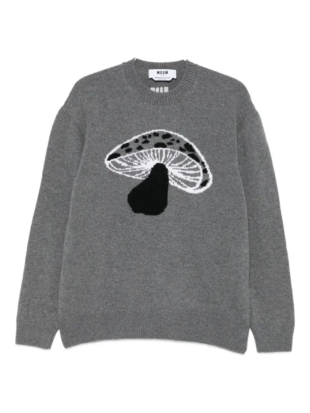 MUSHROOM-INTARSIA WOOL BLEND PULLOVER