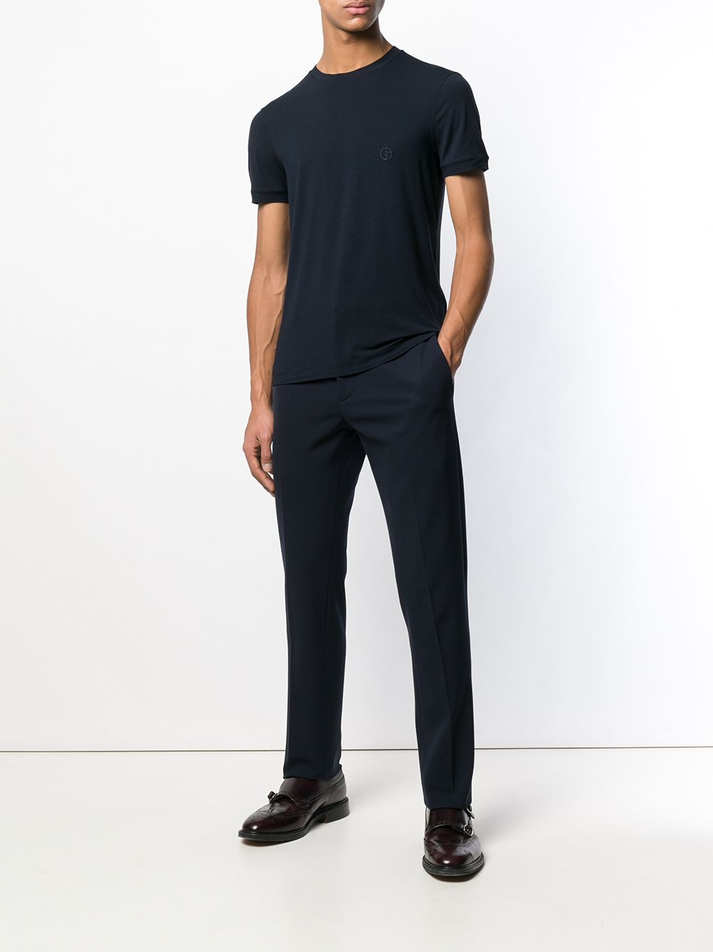 STRETCH VISCOSE JERSEY CREW NECK T-SHIRT