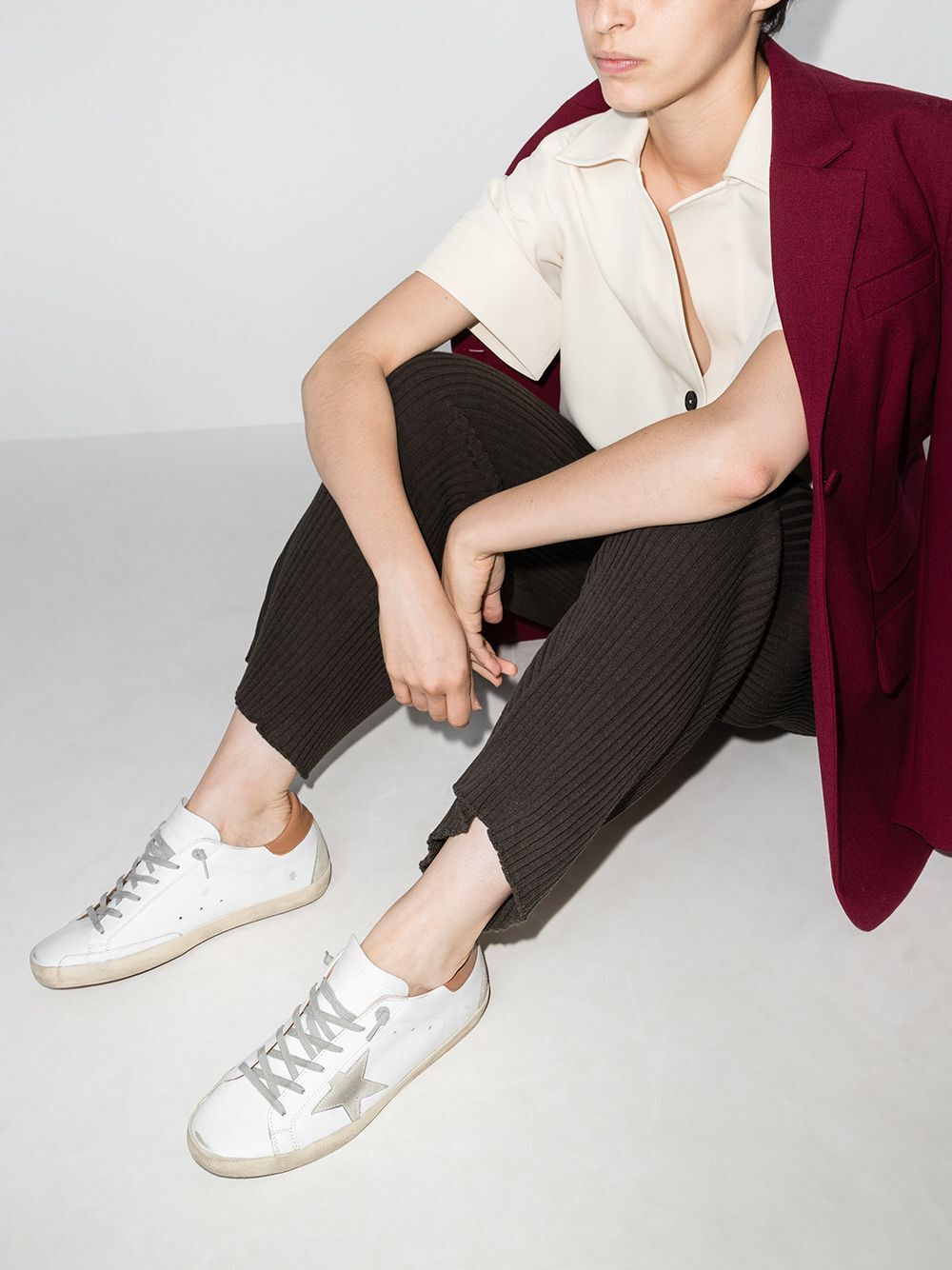 SUPER-STAR SNEAKERS IN NAPPA LEATHER WITH SUEDE STAR AND LIGHT BROWN HEEL TAB