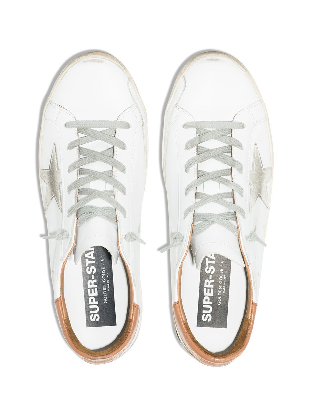 SUPER-STAR SNEAKERS IN NAPPA LEATHER WITH SUEDE STAR AND LIGHT BROWN HEEL TAB