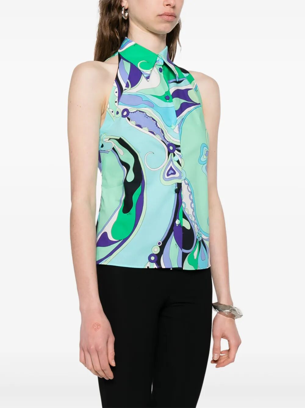 MARMO-PRINT SLEEVELESS SHIRT