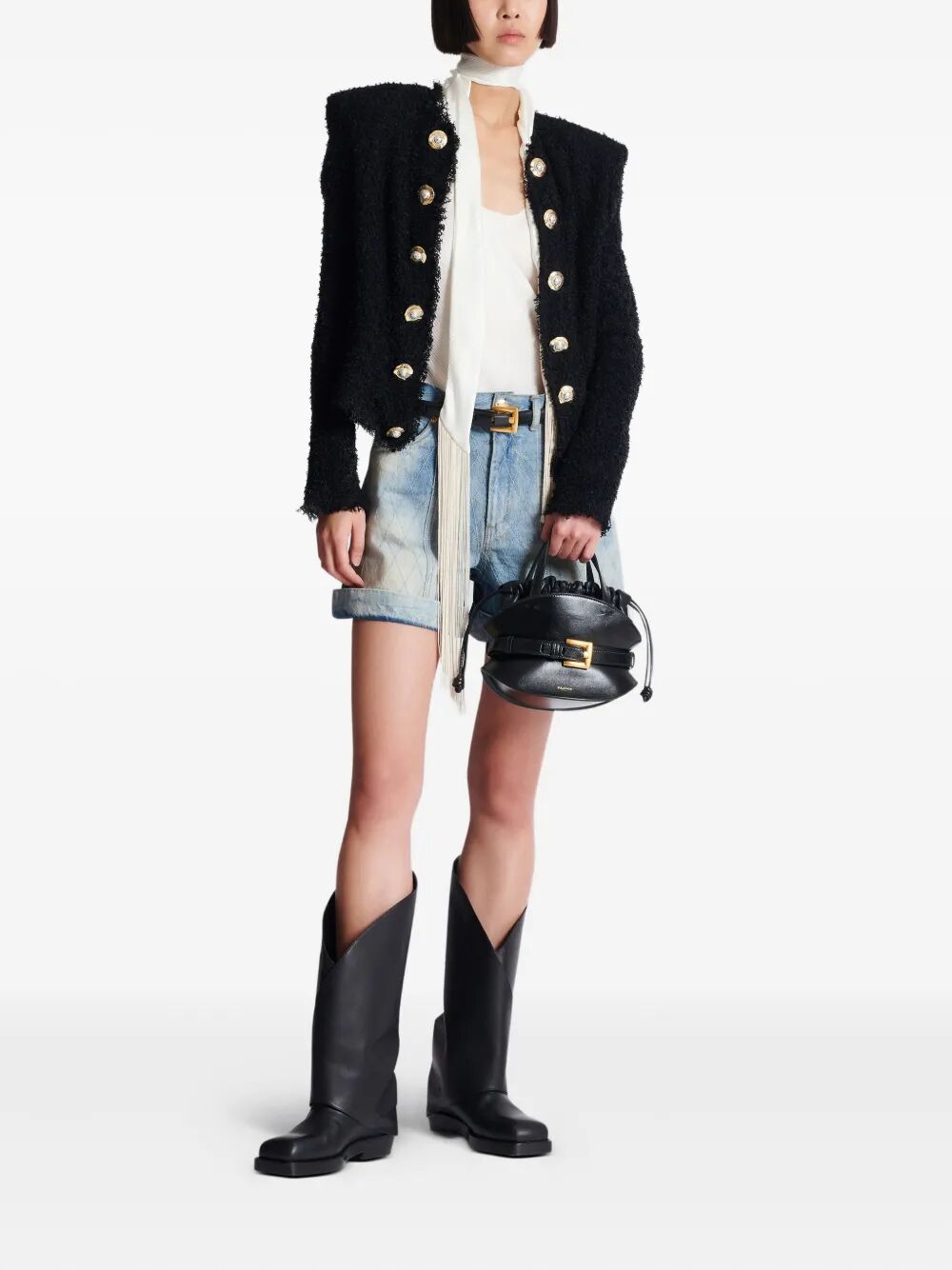 EDGE-TO-EDGE SILKY TWEED JACKET