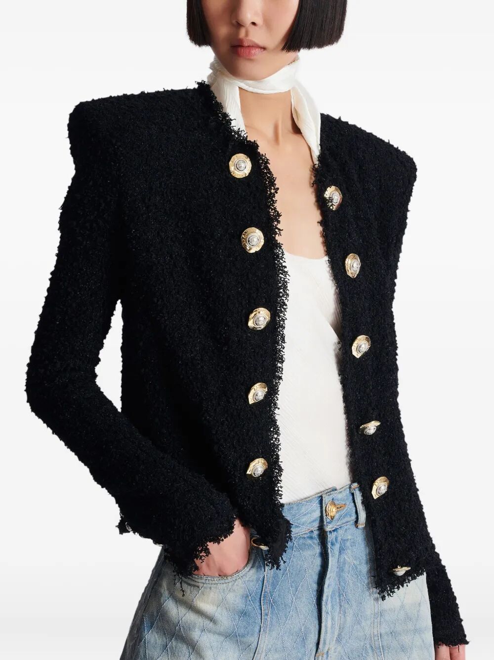 EDGE-TO-EDGE SILKY TWEED JACKET