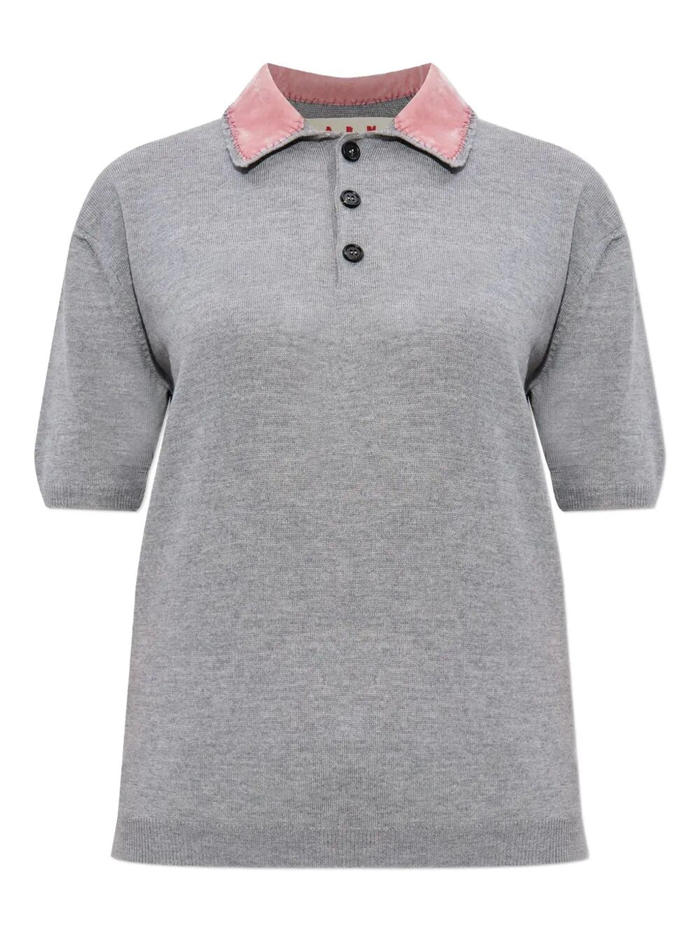 WOOL POLO SHIRT WITH VELVET COLLAR
