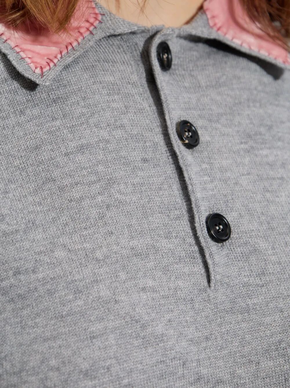 WOOL POLO SHIRT WITH VELVET COLLAR