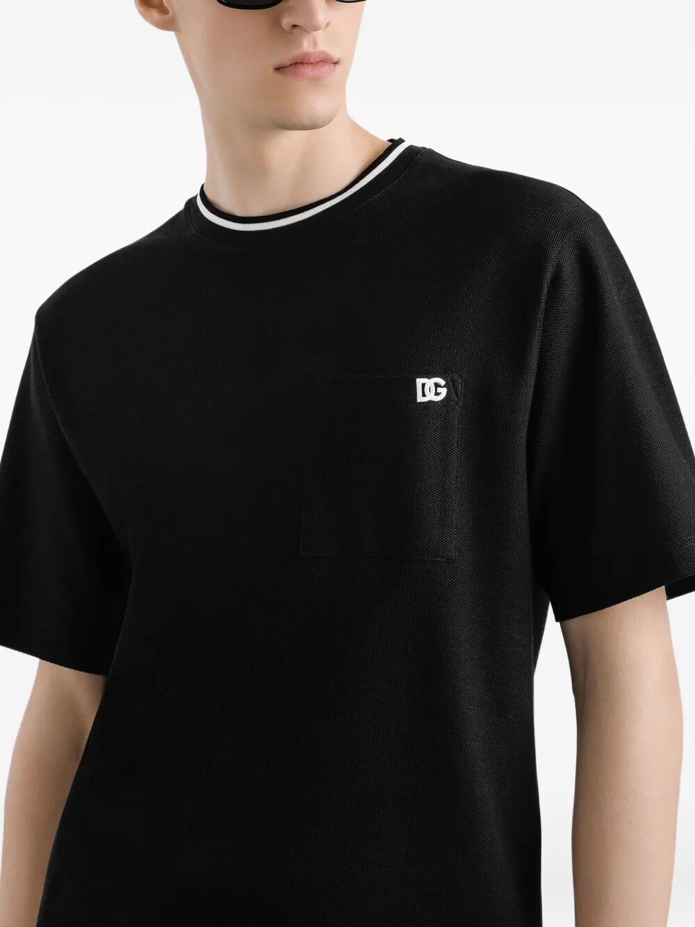 COTTON PIQUÉ T-SHIRT WITH CONTRASTING COLLAR