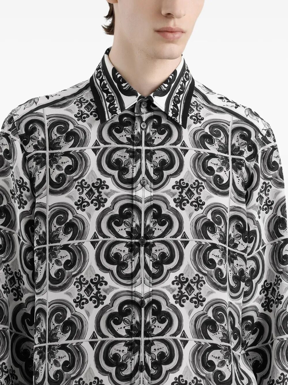 MAJOLICA-PRINT SILK SHIRT