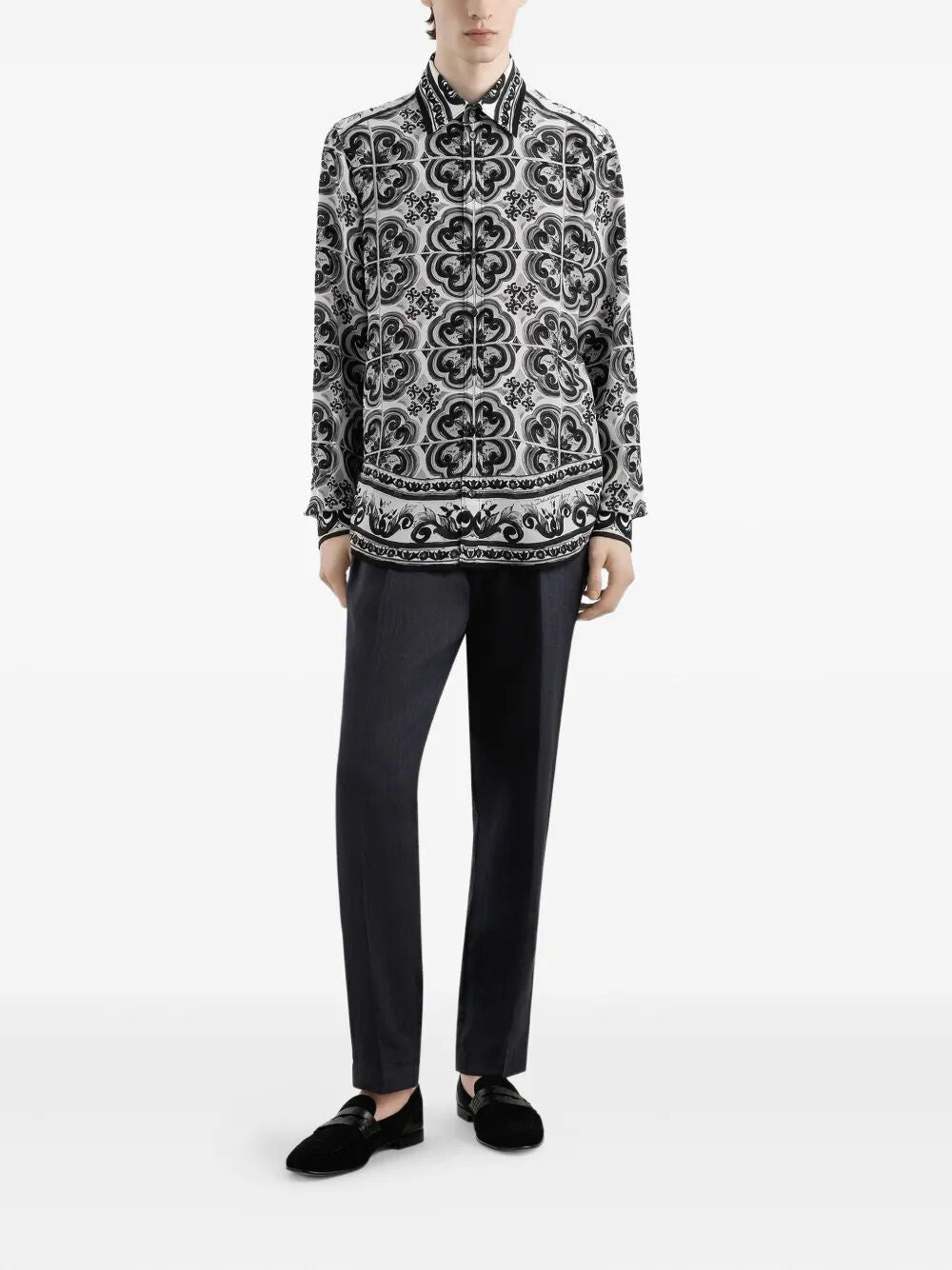 MAJOLICA-PRINT SILK SHIRT