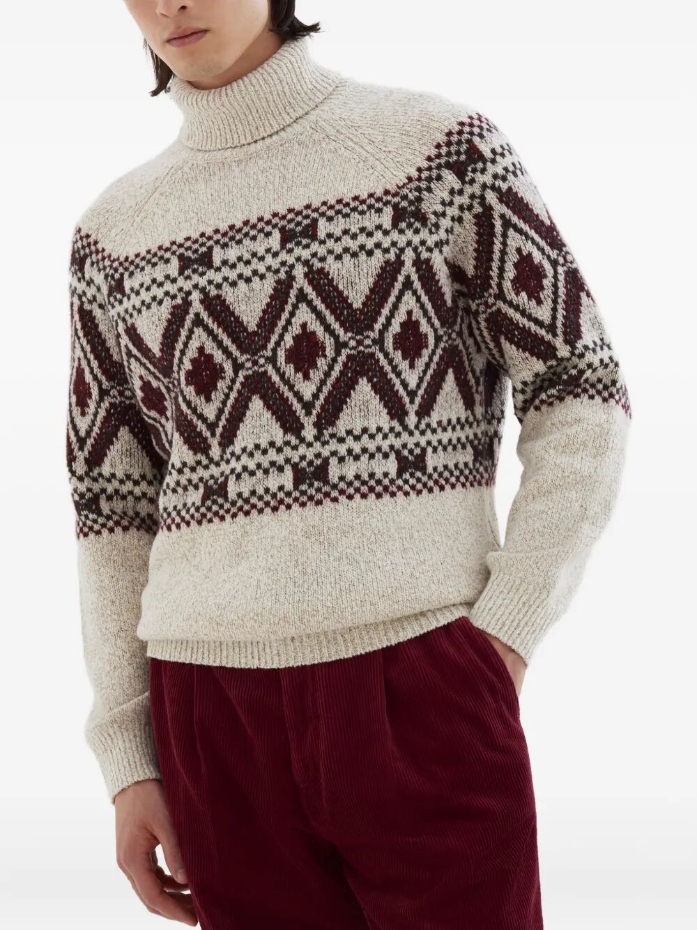 MAGLIA COLLO ALTO GEOMETRIC JACQUARD
