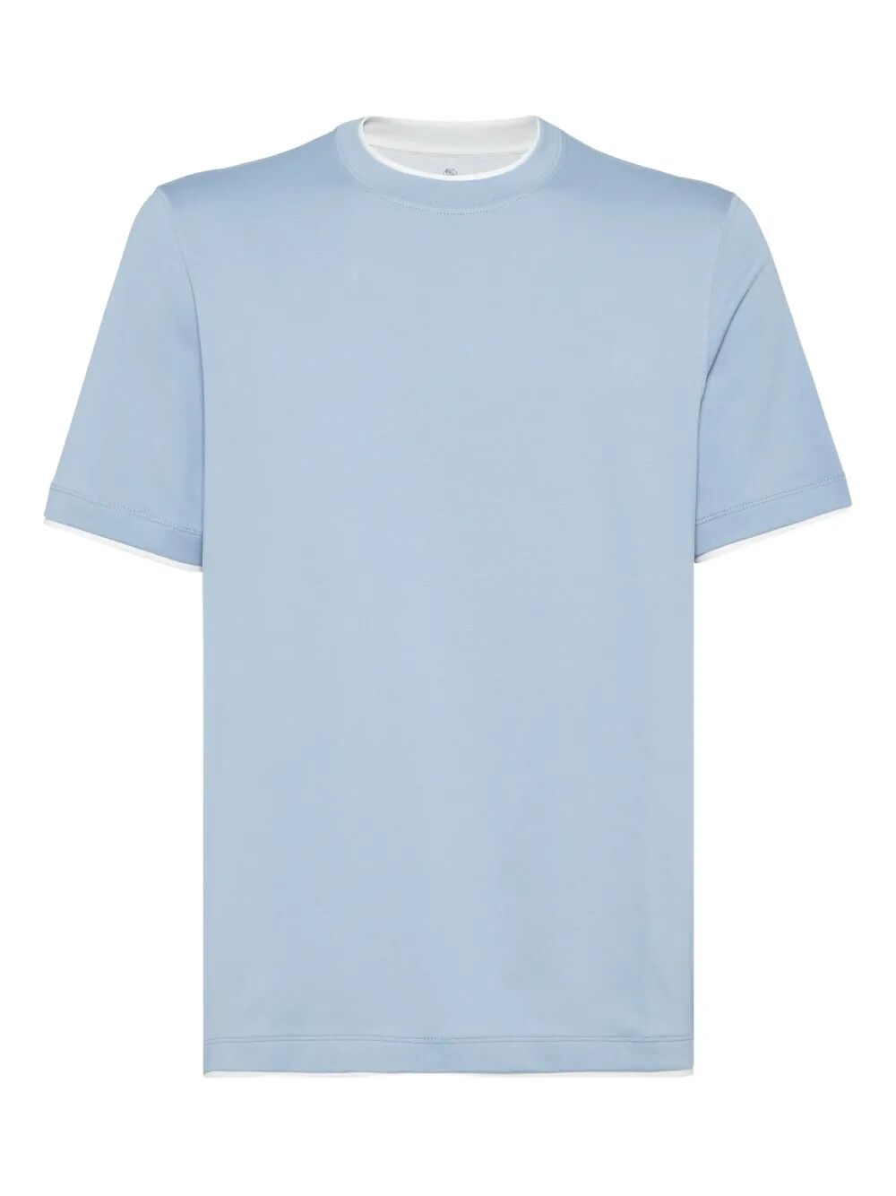 COTTON JERSEY CREW NECK T-SHIRT WITH FAUX-LAYERING
